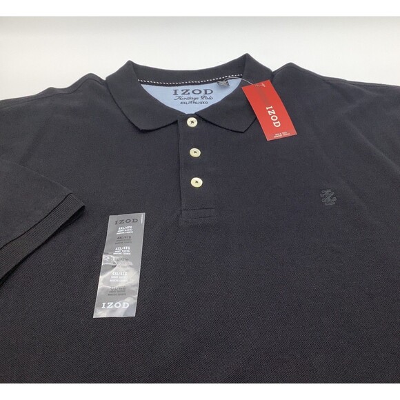 Izod Heritage Mens Short Sleeve‎ Black Polo Size 4XL NWT - Picture 1 of 7